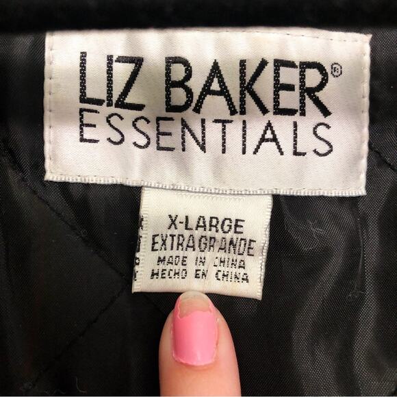 Liz Baker Vintage Leather Jacket Black Trench Coat XL - Picture 6 of 6